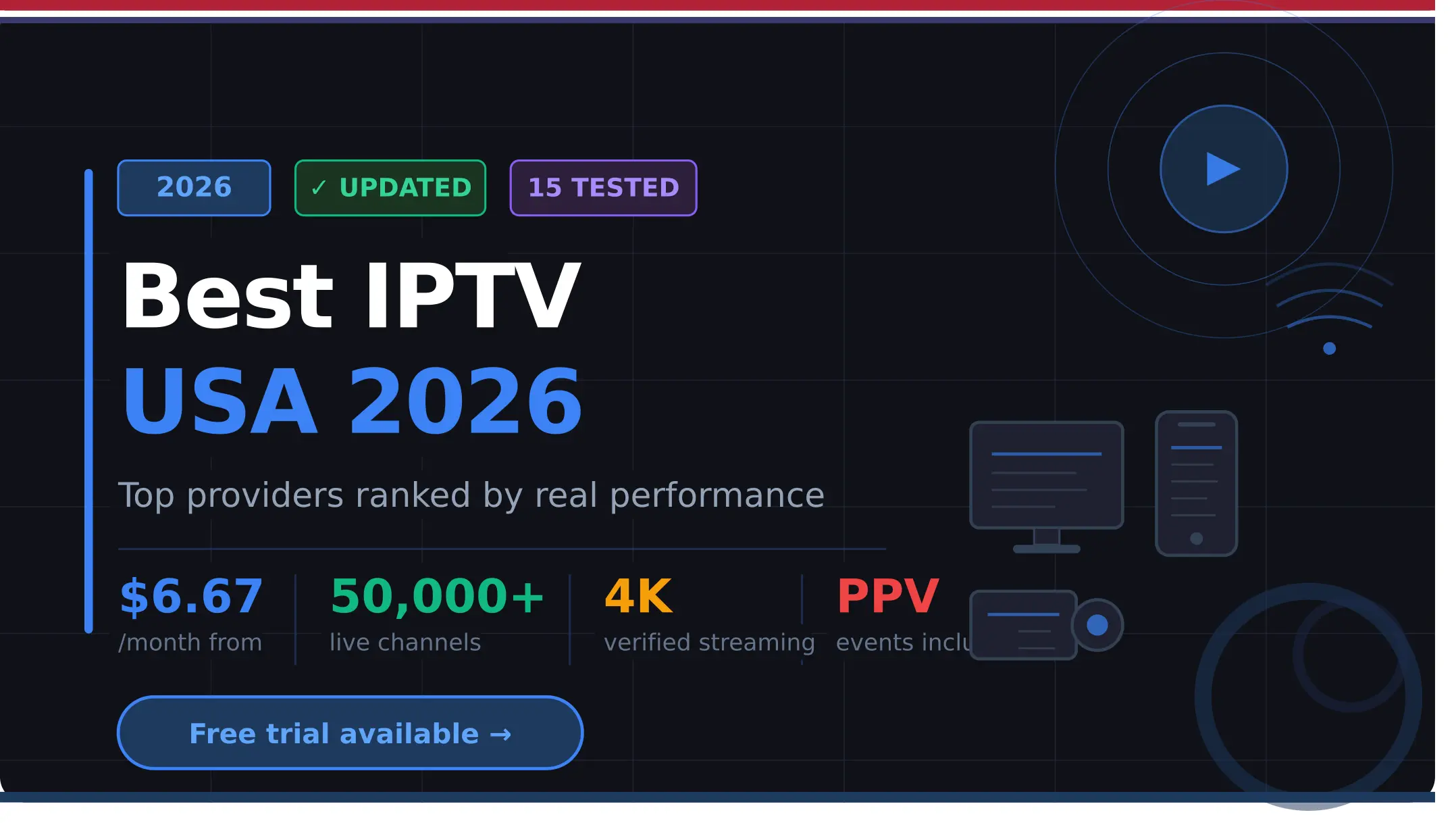 Best IPTV USA Top 7 IPTV services in the USA reviewed for 2026. SmartiFlixIPTV rated #1 for uptime and sports. Compare plans, pricing, and free trials now.