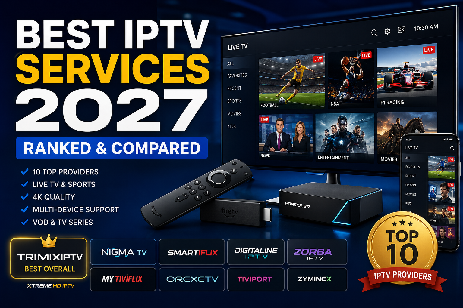 Discover the Best IPTV Services 2027 ranked and compared. See why TRIMIXIPTV is our #1 pick for sports, live TV, 4K streaming & multi-device support.